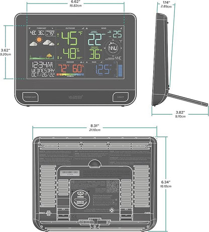 La Crosse Technology Professional Smart Wi-Fi Weather Station with Remote Monitoring (400 Foot Range), Wind and Rain Gauges, Temperature and Humidity Sensors, and Forecasting - V42-PRO-INT