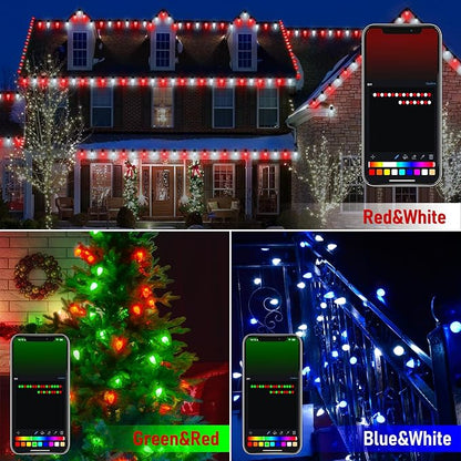 Smart C9 LED Christmas Lights Outdoor, 118 FT 150 LED C9 String Lights App Control 105+ Modes Waterproof Connectable RGB Color Changing Christmas Tree Lights for Outside Roofline Patio Home Xmas Decor