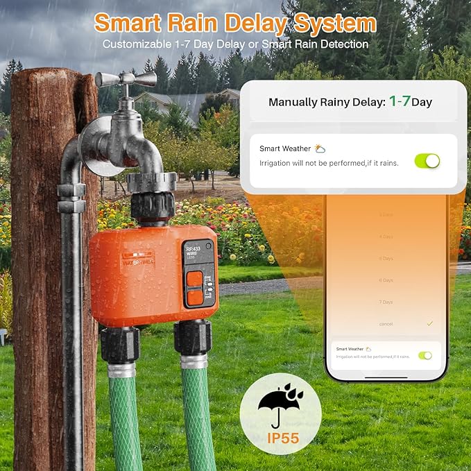 WiFi Sprinkler Timer 2 Zone, Smart Water Timer for Garden Hose Irrigation
