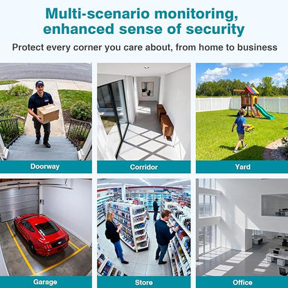 10CH Expandable Wireless Security Camera System with 10.1" Monitor 4pcs 5MP Indoor Outdoor Camera 1-Way Audio Night Vision Motion Detection Home Business CCTV Surveillance 1TB HDD