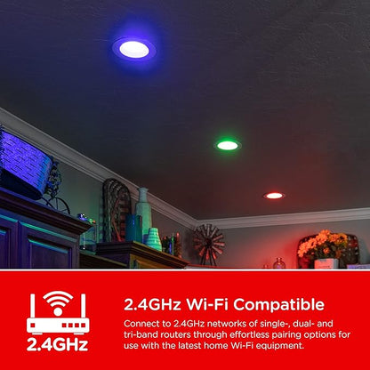 UltraPro Wi-Fi LED Smart Light Bulb, BR30, 65W Equivalent, RGB, Color Changing, White Select Tunable 2700K - 6500K, Dimmable, 2.4GHz Router Required, Circadian Rhythm, Easy-to-Use App, 2 Pack, 51452
