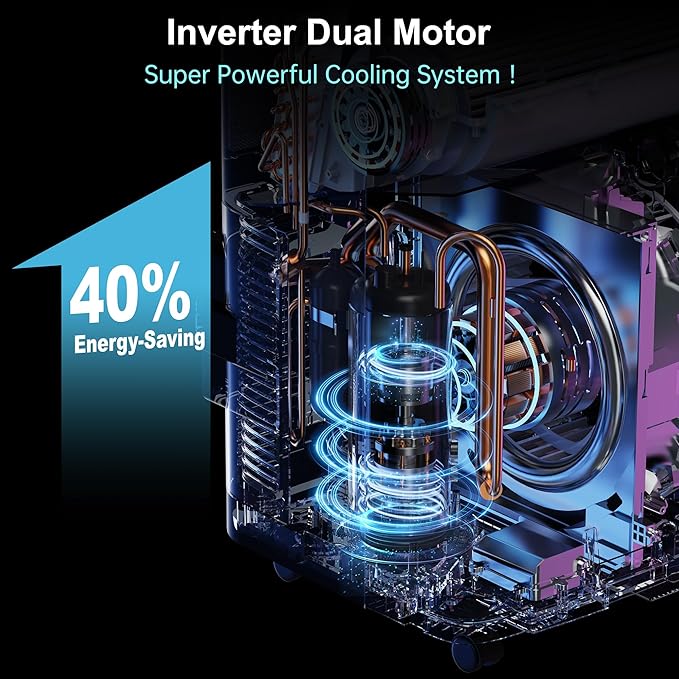 Inverter 16000BTU Portable Air Conditioners with Remote, Free Stand Cooling Portable AC Unit for Room up to 800 sq.ft, with Dehumidifier & Fan, Dual Hose, Quiet Sleep Mode(42dB), Windows Kit