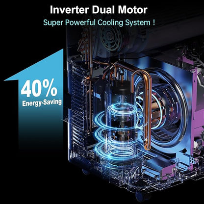 Inverter 16000BTU Portable Air Conditioners with Remote, Free Stand Cooling Portable AC Unit for Room up to 800 sq.ft, with Dehumidifier & Fan, Dual Hose, Quiet Sleep Mode(42dB), Windows Kit