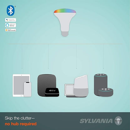 LEDVANCE Sylvania Smart+ Bluetooth Full Color and Tunable White BR30 LED Bulb, Fully Dimmable, Compatible with Alexa, Apple HomeKit and Google Assistant, 1 Pack
