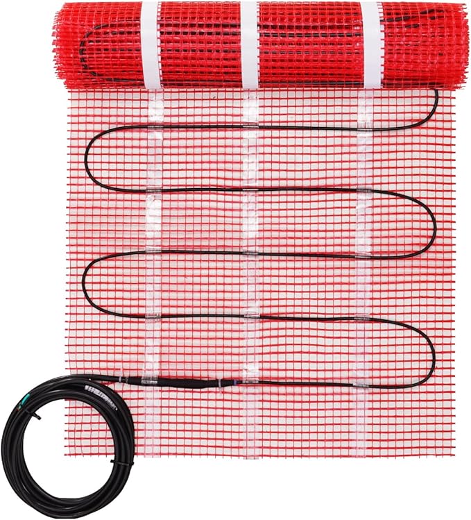 VEVOR Floor Heating Mat, 20 Sq. ft, Electric Radiant in-Floor Heated Warm System with Digital Floor Sensing Thermostat, Includes Installation Monitor, Adhesive Back for Easy Installation on The Floor