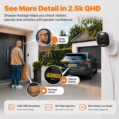AlfredCam Plus 2 Smart Home Security Camera 2.5K, WiFi 2.4 & 5GHz, Indoor/Outdoor, IP65 Waterproof, LED Spotlight, Two-Way Audio, Color Night Vision, Baby/Pet Cam, App Powered (100M+ downloads)