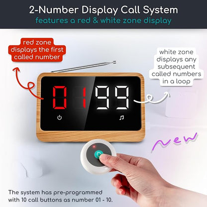 Wireless Call Light System with Call Buttons, 2-Number Display | Displays the oldest and next active calls for faster response in care and service environments