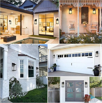 SHINE HAI Dusk to Dawn Sensor Outdoor Wall Sconce, Extra Large Exterior Lantern Fixture with E26 Base, Wall Mount Waterproof Lamp for Porch, Doorway