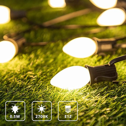 C7 E12 LED Night Light Bulbs 0.5W (5W Equivalent), 2700K Warm White Milky Glass Candelabra Bulbs, Low Watt Small Light Bulb for Window Candles, Chandeliers, Salt Lamp, Appliance, 6 Pack
