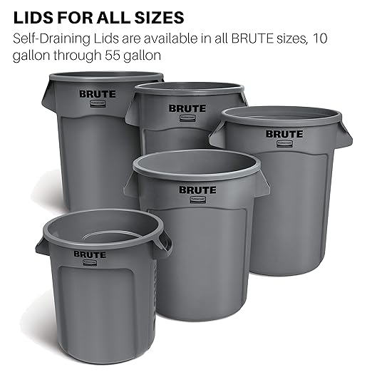 Rubbermaid Commercial Products BRUTE Trash Can Dome Lid, Gray, 32-Gallon, Compatible with the Rubbermaid Heavy Duty 32 Gallon Garbage Bins
