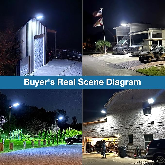 OKPRO 10000W Solar Street Lights Outdoor - Solar Lights Outdoor Waterproof Motion Sensor, Solar Parking Lot Lights Commercial Dusk to Dawn, LED Street Light Solar Powered for Outside, Yard