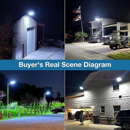 OKPRO 10000W Solar Street Lights Outdoor - Solar Lights Outdoor Waterproof Motion Sensor, Solar Parking Lot Lights Commercial Dusk to Dawn, LED Street Light Solar Powered for Outside, Yard(2 Pack)