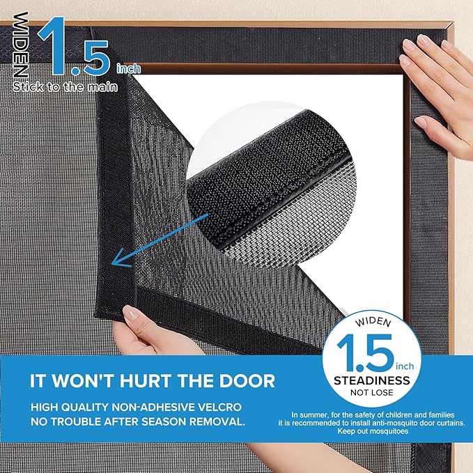 Magnetic Screen Door with Upgraded PET Material Mesh- Easy Installation, Tear-Resistant, Pet and Kid Friendly