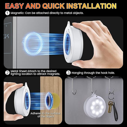 YiaMia Motion Sensor Night Light - 3 Pack, Smart Wireless Closet Lights, 3 Light Colors + Dimming, 3 × AA Battery Operated Indoor Stair Light Suitable for Kitchen, Wardrobe and Hallway