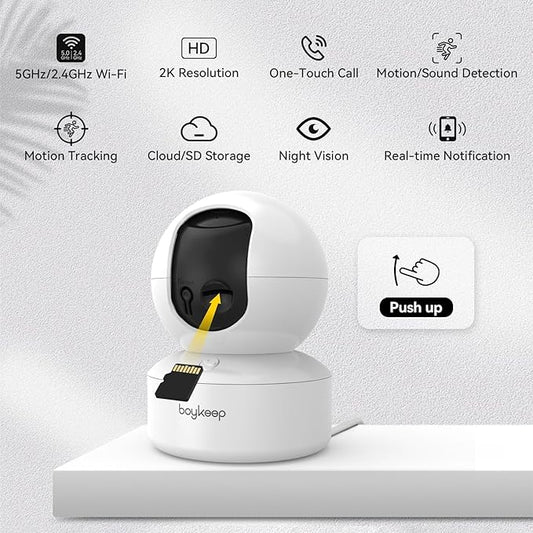 BoyKeep 2K Indoor Security Camera 5G/2.4GHz Wi-Fi Cameras for Baby/Elder/Dog/Pet Camera with Phone app, 2-Way Audio Baby Monitor Camera, Night Vision, Cloud & SD Card Storage