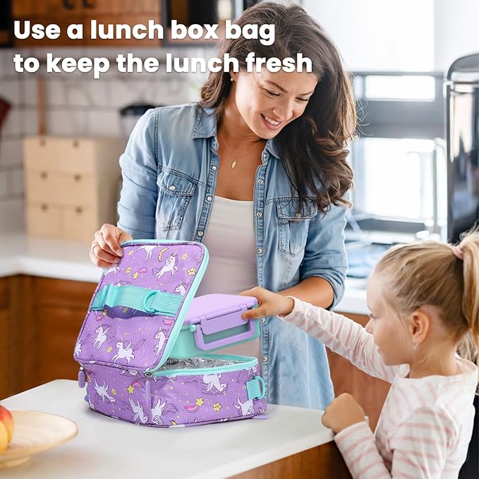JOOPETALK Bento Lunch Box Set for Kids with 9oz Soup Thermo, Insulated Lunch Bag,Leak-proof BPA-free Lunch Food Container with 3-4 Conpartments for School Travel-Pink