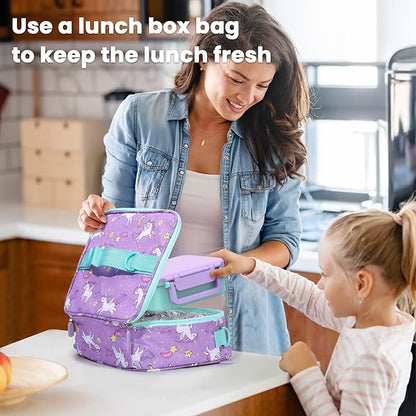 JOOPETALK Bento Lunch Box Set for Kids with 9oz Soup Thermo, Insulated Lunch Bag,Leak-proof BPA-free Lunch Food Container with 3-4 Conpartments for School Travel-Blue