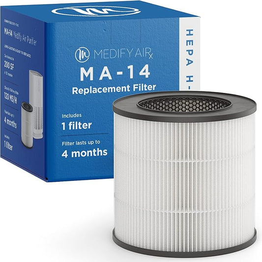 Medify MA-14 Genuine Replacement Filter for Allergens, Smoke, Wildfires, Dust, Odors, Pollen, Pet Dander | 3 in 1 with Pre-filter, True HEPA H13 and Activated Carbon for 99.9% Removal | 1-Pack