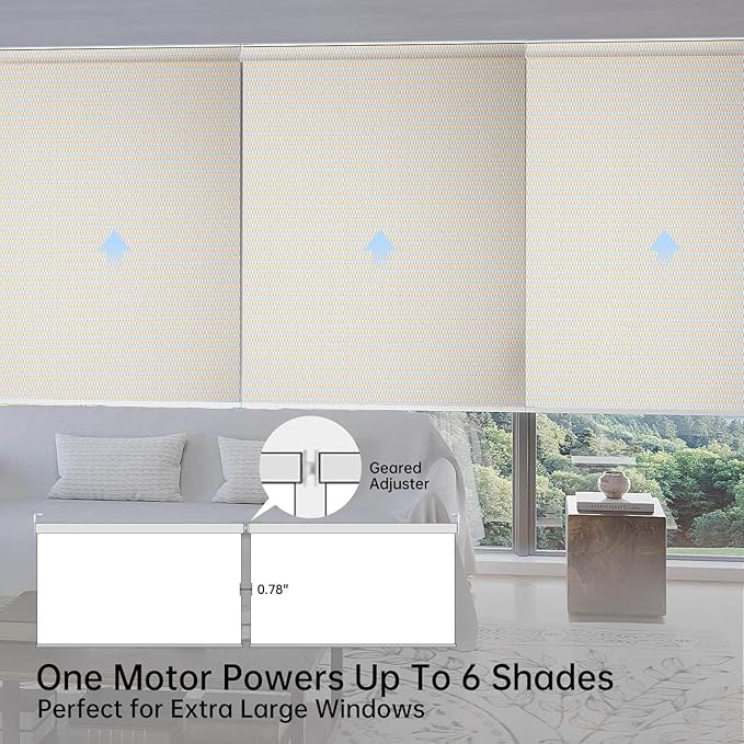 Motorized Coupled Shades, Falme Resistant Smart Solar Shades for Large Windows Automatic Blinds Compatible with Alexa, Electric Roller Blinds Customized for Home Office(1% Openness Beige)