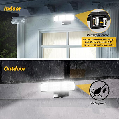 Battery Powered Motion Sensor Outdoor Lights, 1500LM Flood Lights IP65 Waterproof Security Light Motion Detector Lights Wireless for Outside Yard 1Pack