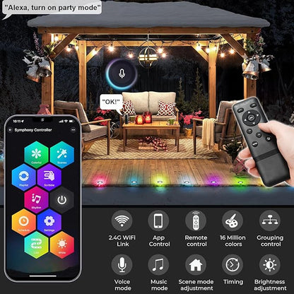 Sumaote Recessed Smart Deck Lights Kit, 10 Pack Ø 1.77" RGBW+IC Multicolor Dynamic Low Voltage Landscape Lights IP67 Waterproof Outdoor for Garden Yard Path Ground Stairs