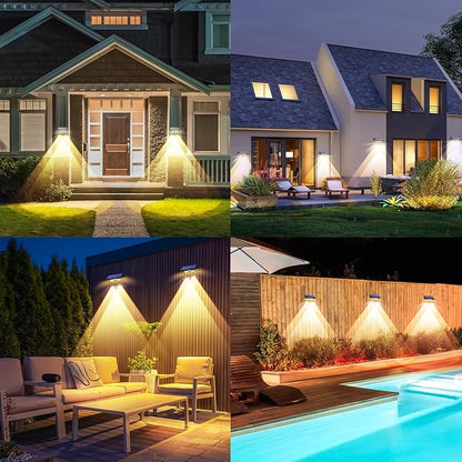 TECKNET Solar Fence Lights Outdoor 6 Pack, 3 Modes 3500K/4500K/6500K, IP66 Waterproof LED Deck Light, Dusk to Dawn Fence Lights Solar for Wall, Railing, Step, Patio, Pool, Backyard, Outside