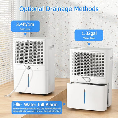 5,000 Sq.Ft 2026 Energy Star 80 Pint/Day Dehumidifier for Basement, Bedroom, Home, Bathroom, Smart Compressor Dehumidifier with Drain Hose, Intelligent Humidistat