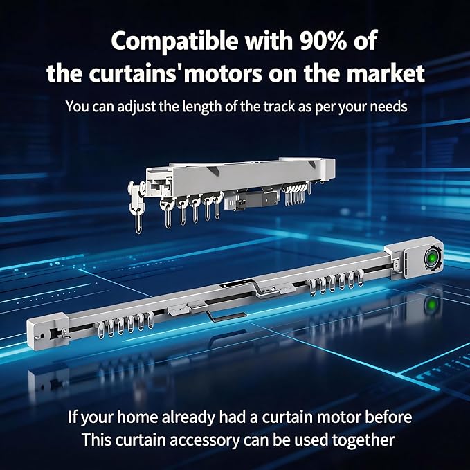 Smart Curtains, Universal Electric Curtain Accessories Installation Kit, Aluminum Alloy Thickened Silent Track 126''(3.2m), Including a Complete Set of Accessories, Excluding Curtain Motor