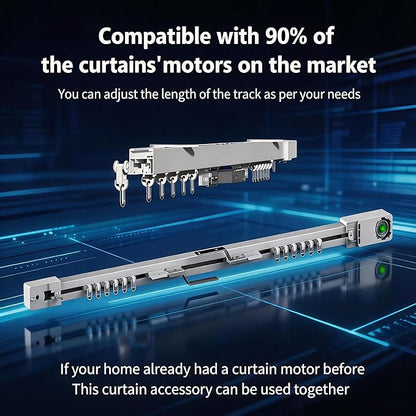 Smart Curtains, Universal Electric Curtain Accessories Installation Kit, Aluminum Alloy Thickened Silent Track 204.7''(5.2m), Including a Complete Set of Accessories, Excluding Curtain Motor