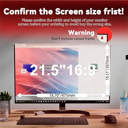[2-Pack] 21.5 Inch Computer Privacy Screen Filter (16:9 Aspect Ratio) - Removable, Anti Glare & Blue Light Blocking, Compatible with HP Dell ASUS Acer Samsung Monitors