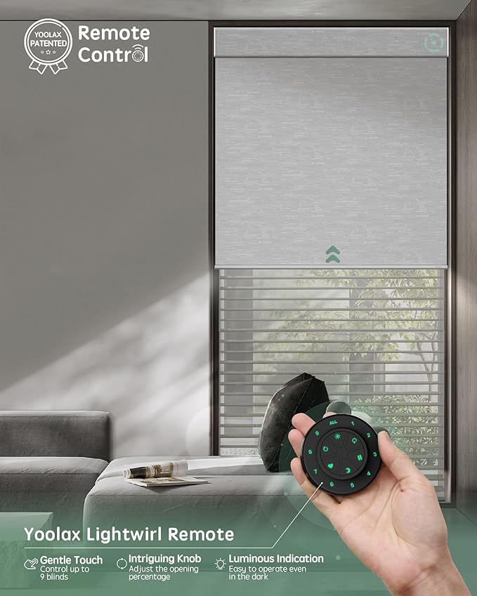 Yoolax Smart Dual Roller Shades, Motorized Blinds with Remote Smart Blinds Compatible with Alexa, Automatic Dual Shades for Windows Bedroom Living Room (Customize)