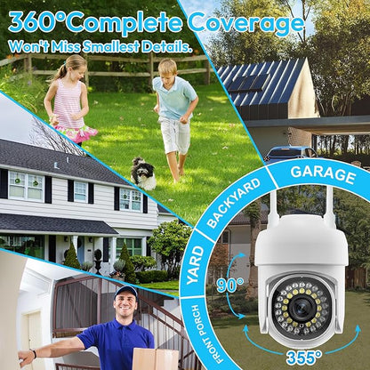 3MP Security Camera Outdoor, 360°Pan-Tilt View, 2K HD Cameras for Home Security, Color Night Vision, AI Detection (2 Pack-3.3 ft USB-C Cable)
