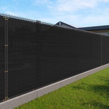Windscreen4less Privacy Fence Screen Heavy Duty Windscreen Fencing Mesh Fabric Shade Net Cover with Brass Grommtes for Outdoor Wall Garden Yard Pool Deck, 6'x23' Black