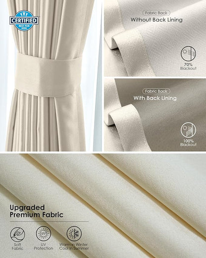 Yoolax Motorized Curtains with Remote, Blackout Curtains with Voice Control, Smart Retractable Shades for Living Room, Bedroom, Compatible with Alexa Google Home, APP Control, Custom Size,Champagne