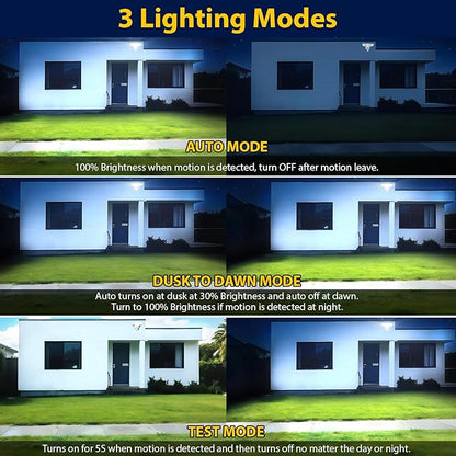 90W 10000LM LED Security Lights Motion Sensor Outdoor Lights, 4 Head Dusk to Dawn, 6500K Daylight Flood Lights Outdoor Motion Sensor, IP65 Waterproof, Motion Light for Outside, Garage, Yard, Porch