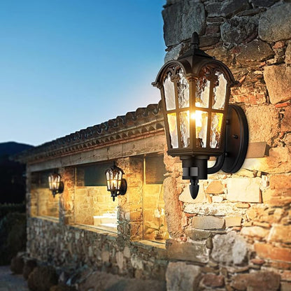BesLowe 2-Pack 16” Large Motion Sensor Outdoor Wall Lights, Black