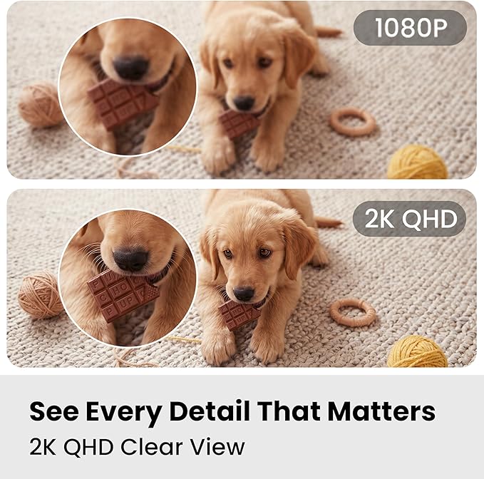 Indoor Camera for Pet & Baby Monitoring, 2K Clear View, Motion Alerts & Night Vision, 2-Way Audio, Easy Setup Home Security Cam, Alexa & Google Home Compatible, 2.4G Wi-Fi only