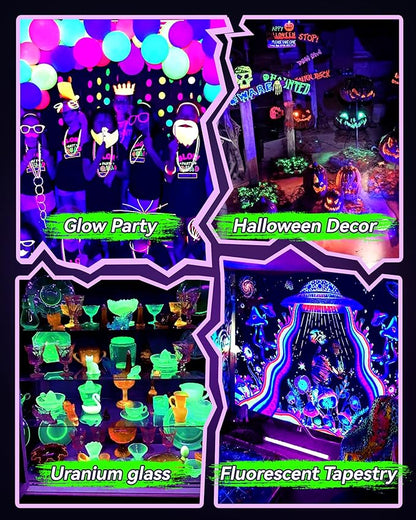 4 Pack 42W LED Black Light Bar, Blacklight with 6FT Cord+Switch+Plug, Glow in The Dark Black Lights Party Supplies for Halloween Decorations, Fluorescent Poster, Body Paint, Classroom, Bedroom