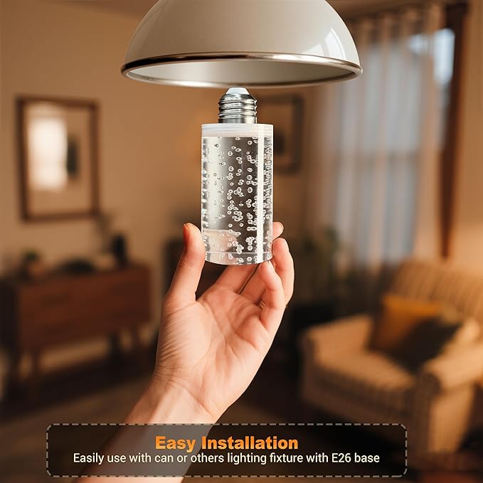 JandCase LED Bulb,5W,3000K,500LM Dimmable E26 Acrylic Bubble Bulb with Ceramic Base, Suitable for E26 Lighting Fixtures Including Chandeliers, Wall Sconces, Table Lamps, and Vanity Lights