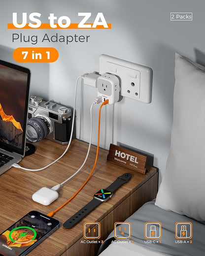 TESSAN Type M Adapter for South Africa, PD 20W 2 Pack