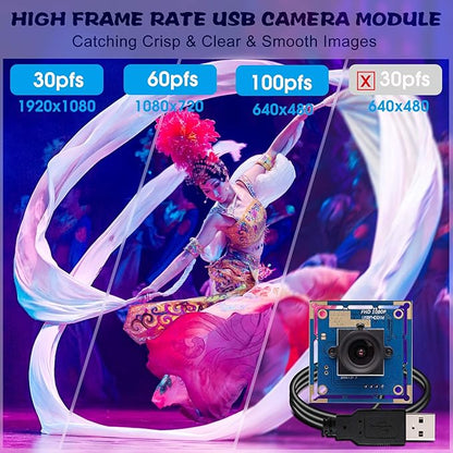 SVPRO 1080P USB Camera Module - HD Webcam Board with 3.6mm Lens and 1/2.7'' CMOS OV2710 Sensor, Embedded Security Camera for Computer, Windows,MacOS,Linux and Android
