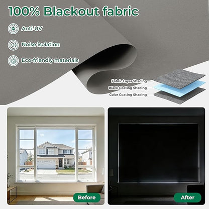 Allesin Smart Zigbee Roller Shades with Alexa Control, Blackout Motorized Blinds, No Hub Needed, Custom Sizes, Remote Included, (Gray, 30" W x 72" H)