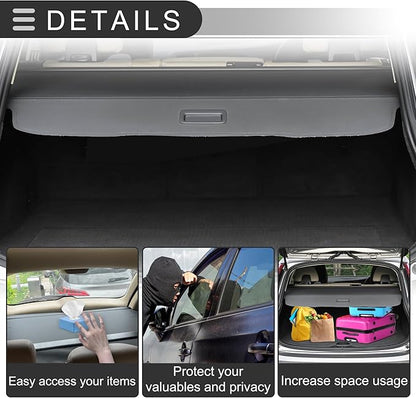 Motoforti Car Retractable Cargo Cover for Honda CRV 2017-2022 Rear Trunk Parcel Shelf Luggage Security Shield Shade, Canvas, Black Carbon Fiber Pattern