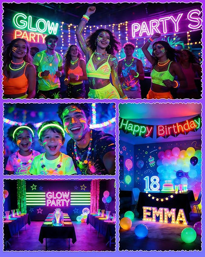 Upgraded 42W LED Black Light Bar, Blacklight Flood Light with Plug+Switch+5.9ft Cord, Light Up 24x24ft Area, for Halloween Glow Fluorescent Party Bedroom Game Room Body Paint Stage Lighting