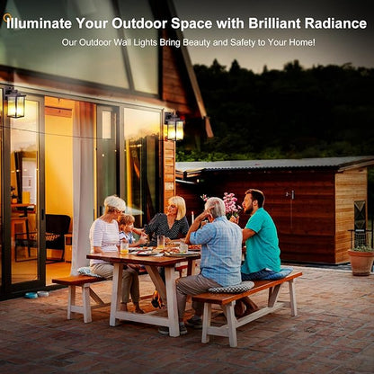 2 Pack Dusk to Dawn Outdoor Lighting, Waterproof Outdoor Porch Light with Tempered Glass, Outdoor Light Fixture for House Exterior Front Door Garage Patio(Oil-Rubbed Bronze)