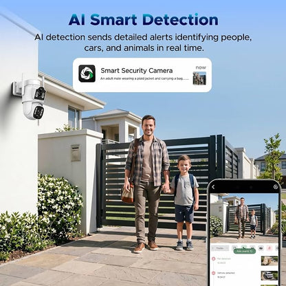 VOOPEAK 4G LTE Cellular Security Camera, Dual Lens 360° PTZ Auto Tracking