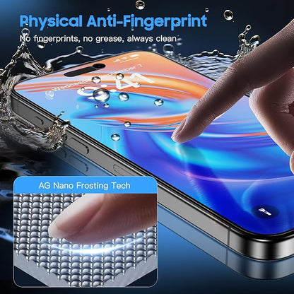 Uyiton for iPhone 15 Pro Max Matte Privacy Screen Protector - Anti-Fingerprint [Easy to Install] Anti-Spy Shatterproof Full Coverage 9H Tempered Glass Screen Cover, 2 Pack