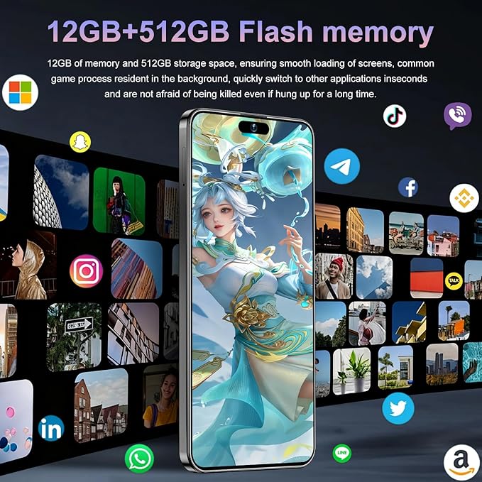 17PM Smartphone: Snapdragon 8 Gen 3, 12GB RAM + 512GB Storage, 7000mAh Battery, 6.99-inch Display, 68MP+108MP Camera, Android 15, 5G, Dual SIM - Superior OS Outperforms Competitors (Black)
