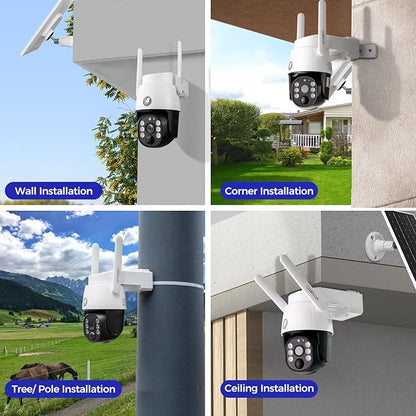 xmartO Virtual Bundle: 10CH 4K Dual WiFi6 NVR + 6x4MP QHD Solar PTZ Cameras, Automotive-Grade Battery All-Weather-Charge, 5G 1300ft Long Range H.265+, Outdoor/Indoor Wire-Free, Wall/Tree/Pole/Ceiling