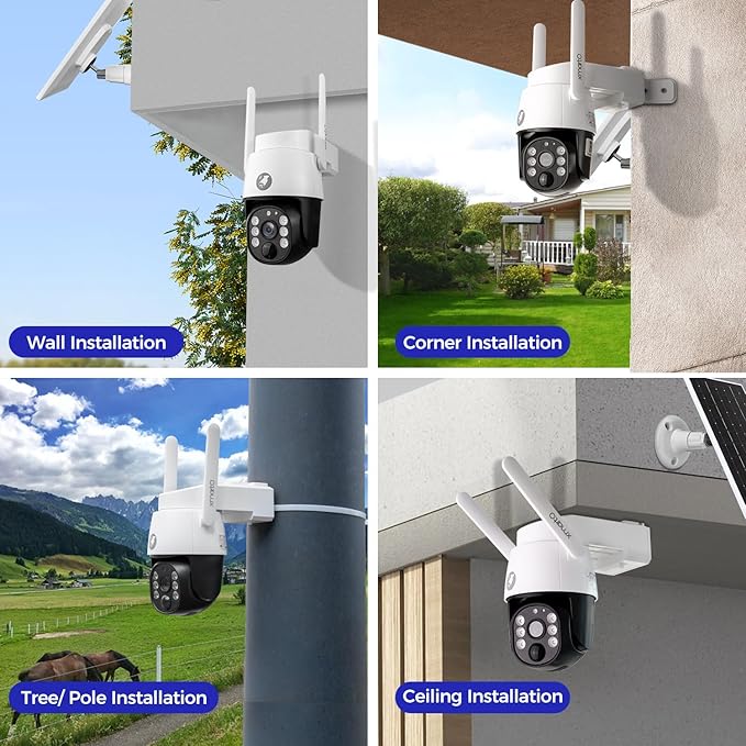 xmartO Virtual Bundle: 10CH 4K Dual WiFi6 NVR + 10x4MP QHD Solar PTZ Cameras, Automotive-Grade Battery All-Weather-Charge, 5G 1300ft Long Range H.265+, Outdoor/Indoor Wire-Free, Wall/Tree/Pole/Ceiling